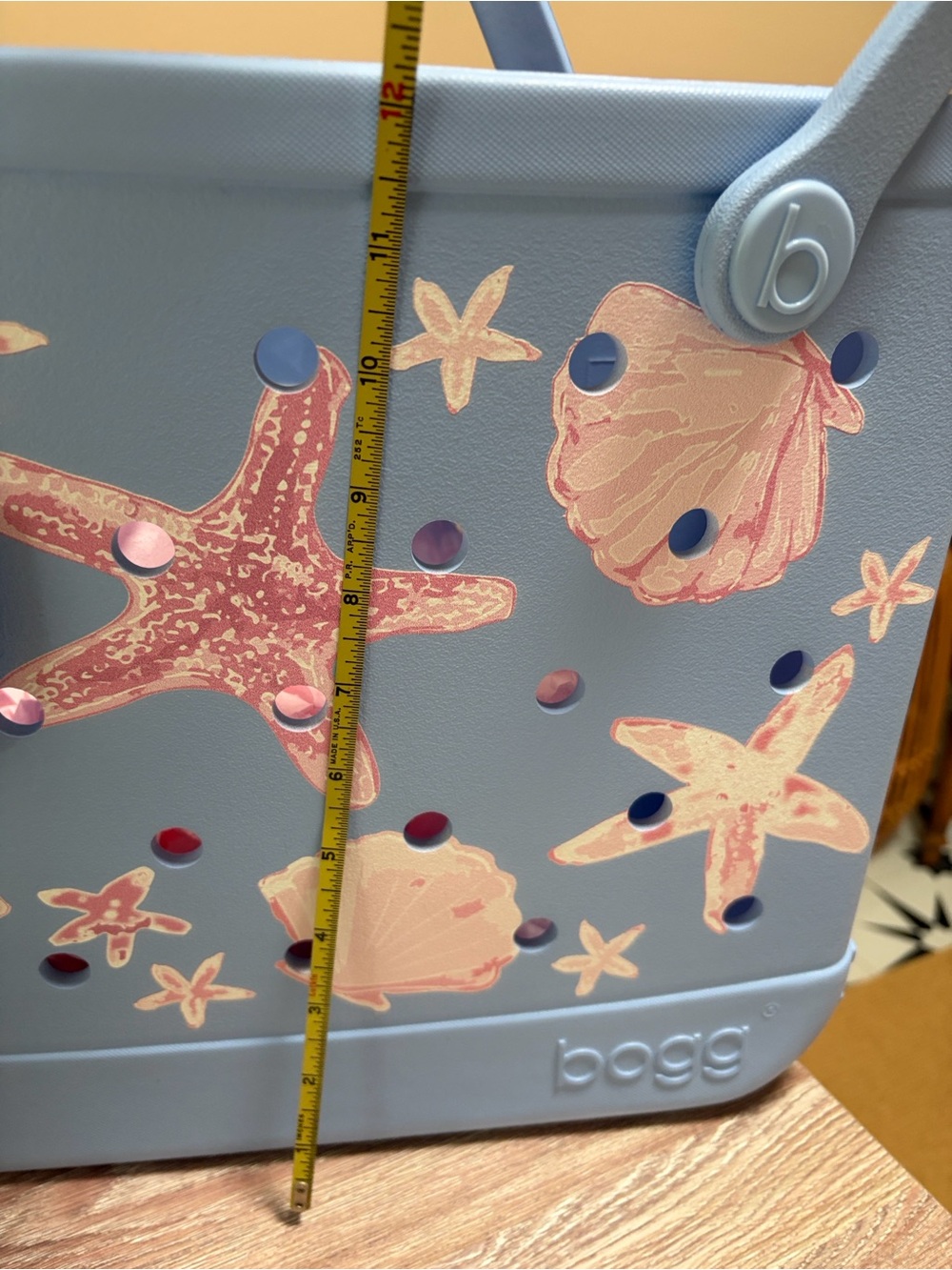 BOGG BAG Light Blue Tote with Pink Seashell & Starfish Print - Picture 6 of 9